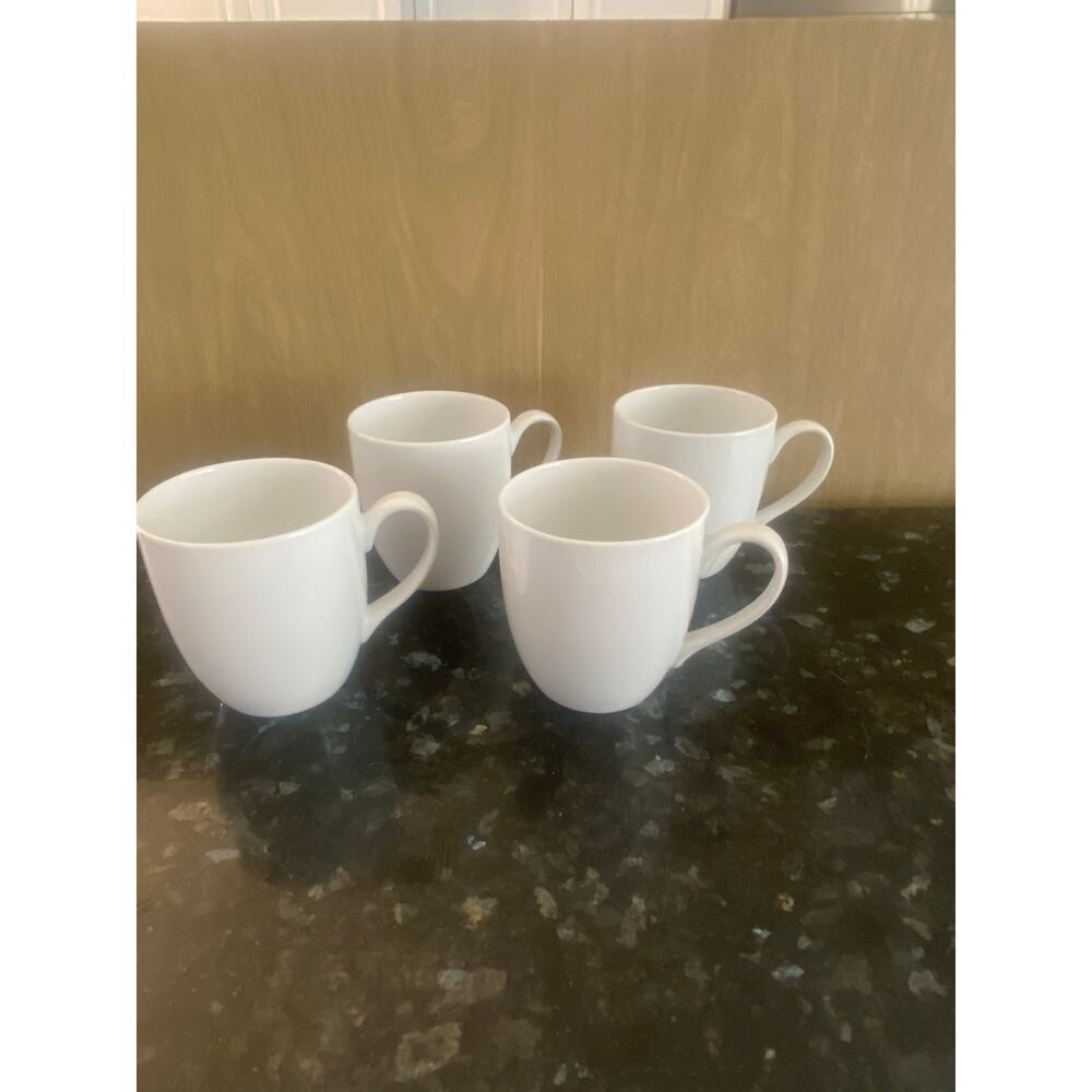 NWOT Crate & Barrel 4 Coffee Mugs, White - Picture 2 of 8